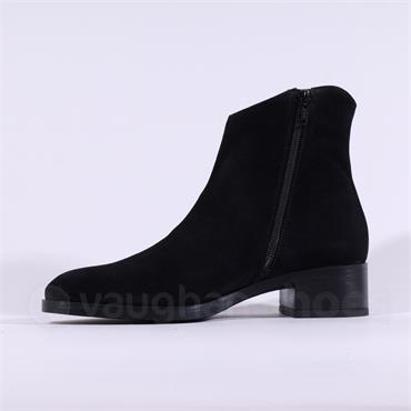 Wonders Bonjour Low Heel Ankle Boot - Black Suede